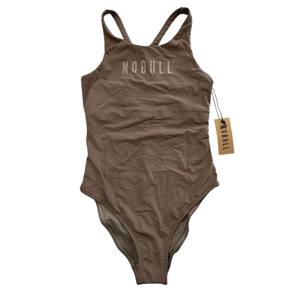 NWT NOBULL One Piece Swimsuit in Dark Fallen Rock Brown Size S